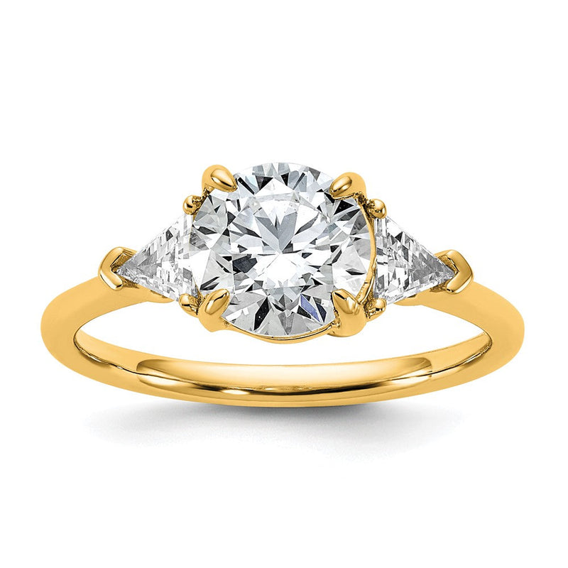 14K Gelbgold 1/2 Karat Im Labor Gezüchtet Diamant Vs/si+ G+ Dreieck 1 1/2 Karat Rund Halbfassung Dreistein Verlobungsring