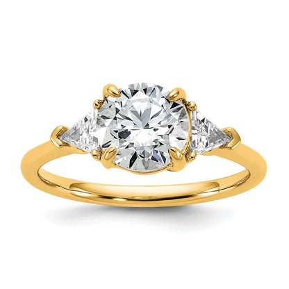 14K Gelbgold 2 Karat Zertifiziert Im Labor Gezüchtet Diamant Vs/si+ G+ Rund und Dreieck Komplett Dreistein Verlobungsring