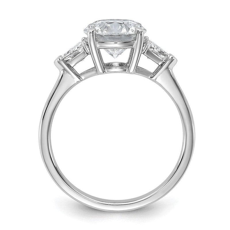 14K Weißgold 2 1/2 Karat Zertifiziert Im Labor Gezüchtet Diamant Vs/si+ G+ Rund und Dreieck Komplett Dreistein Verlobungsring