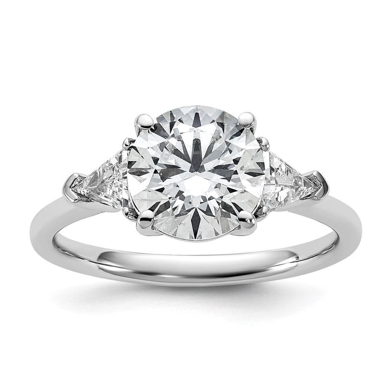 14K Weißgold 1/2 Karat Im Labor Gezüchtet Diamant Vs+ F+ Dreieck 2 Karat Rund Halbfassung Dreistein Verlobungsring
