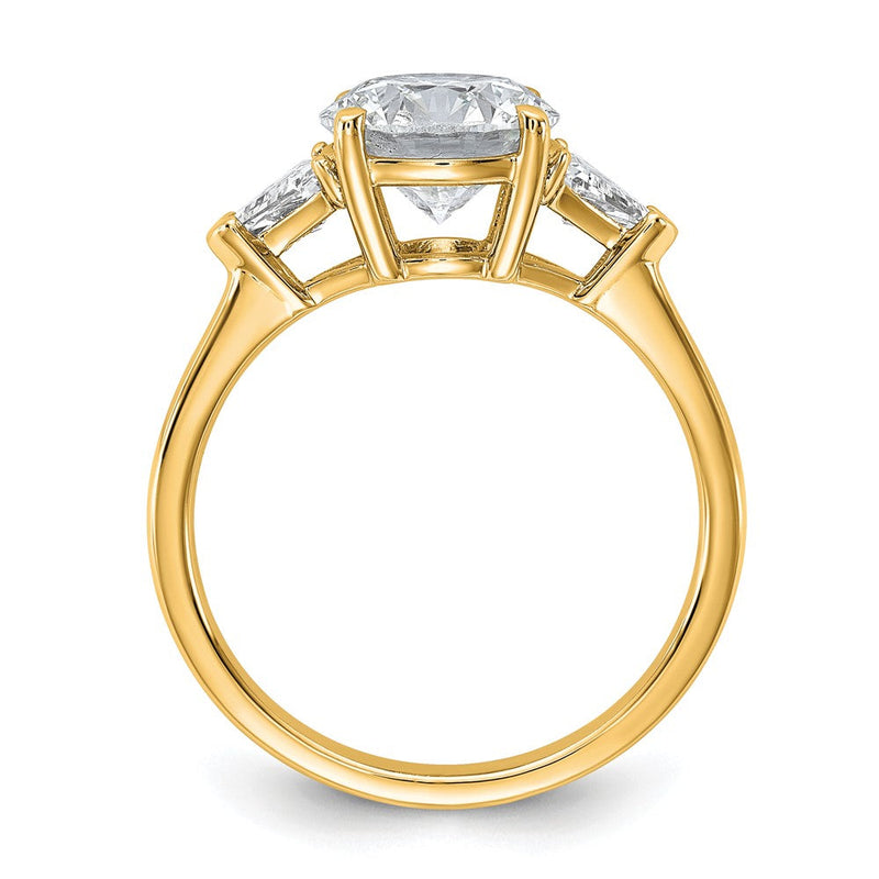 14K Gelbgold 1/2 Karat Im Labor Gezüchtet Diamant Vs+ F+ Dreieck 2 Karat Rund Halbfassung Dreistein Verlobungsring