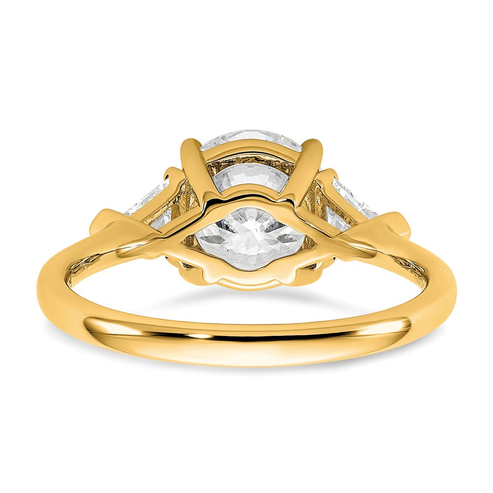 14K Gelbgold 2 1/2 Karat Zertifiziert Im Labor Gezüchtet Diamant Vs/si+ G+ Rund und Dreieck Komplett Dreistein Verlobungsring
