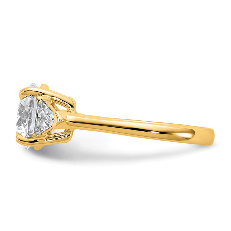 14K Gelbgold 3 1/8 Karat Zertifiziert Im Labor Gezüchtet Diamant Vs/si+ G+ Rund und Dreieck Komplett Dreistein Verlobungsring