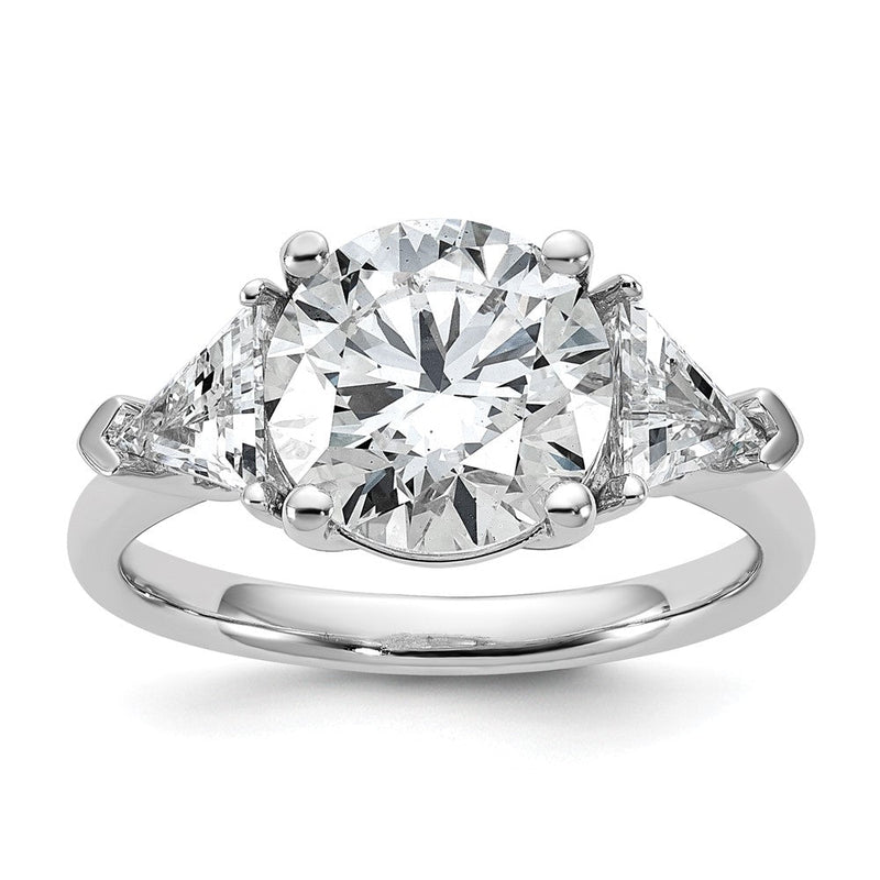 14K Weißgold 1 1/8 Karat Im Labor Gezüchtet Diamant Vs+ F+ Dreieck 3 Karat Rund Halbfassung Dreistein Verlobungsring