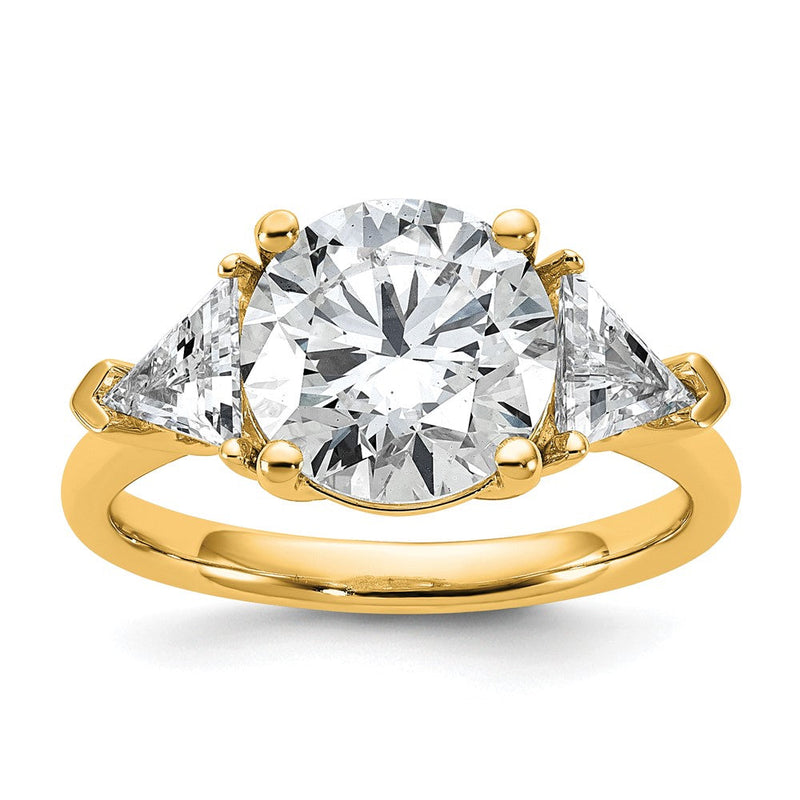 14K Gelbgold 4 1/8 Karat Zertifiziert Im Labor Gezüchtet Diamant Vs/si+ G+ Rund und Dreieck Komplett Dreistein Verlobungsring