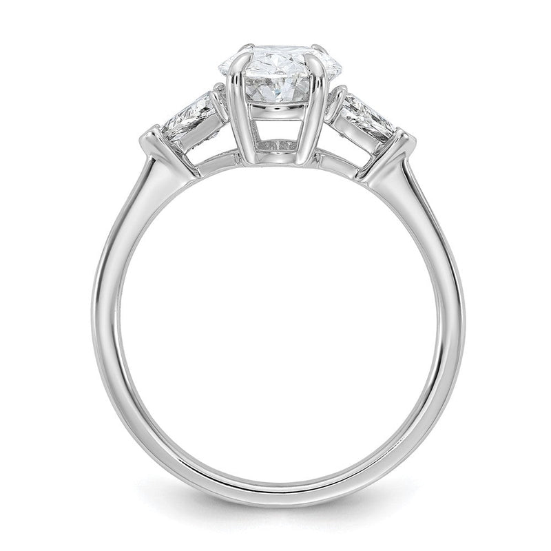 14K Weißgold 2 Karat Zertifiziert Im Labor Gezüchtet Diamant Vs/si+ G+ Komplett Oval und Trillant Dreistein Verlobungsring