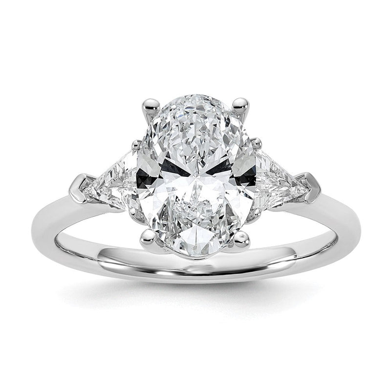 14K Weißgold 2 1/2 Karat Zertifiziert Im Labor Gezüchtet Diamant Vs/si+ G+ Komplett Oval und Trillant Dreistein Verlobungsring