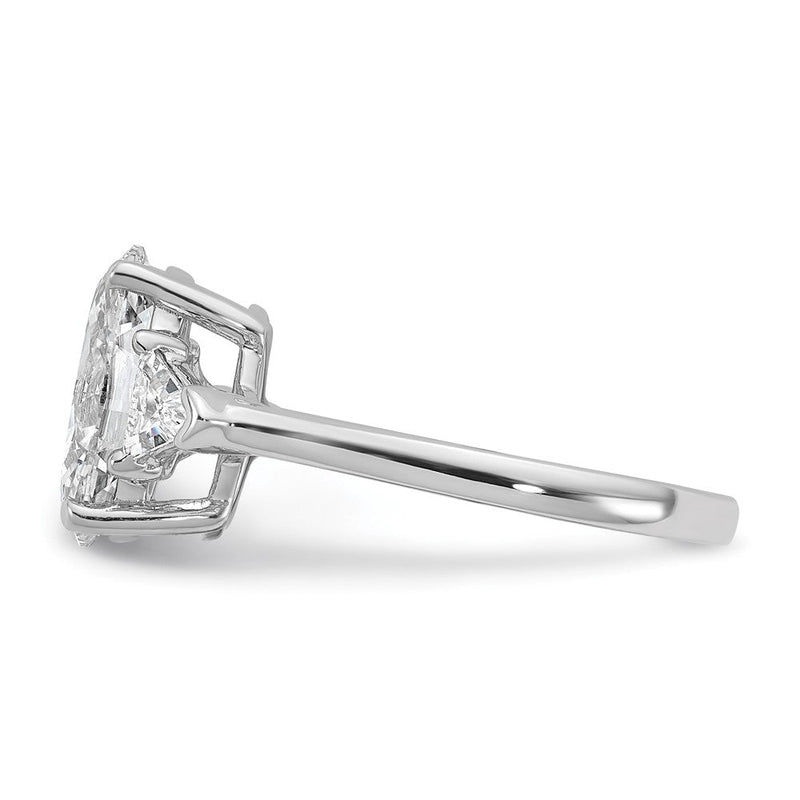 14K Weißgold 5/8 Karat Im Labor Gezüchtet Diamant Vs/si+ G+ Trillant und 2 1/2 Karat Oval Mittig Halbfassung Dreistein Verlobungsring