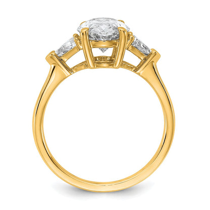 14K Gelbgold 3 1/8 Karat Zertifiziert Im Labor Gezüchtet Diamant Vs/si+ G+ Komplett Oval und Trillant Dreistein Verlobungsring