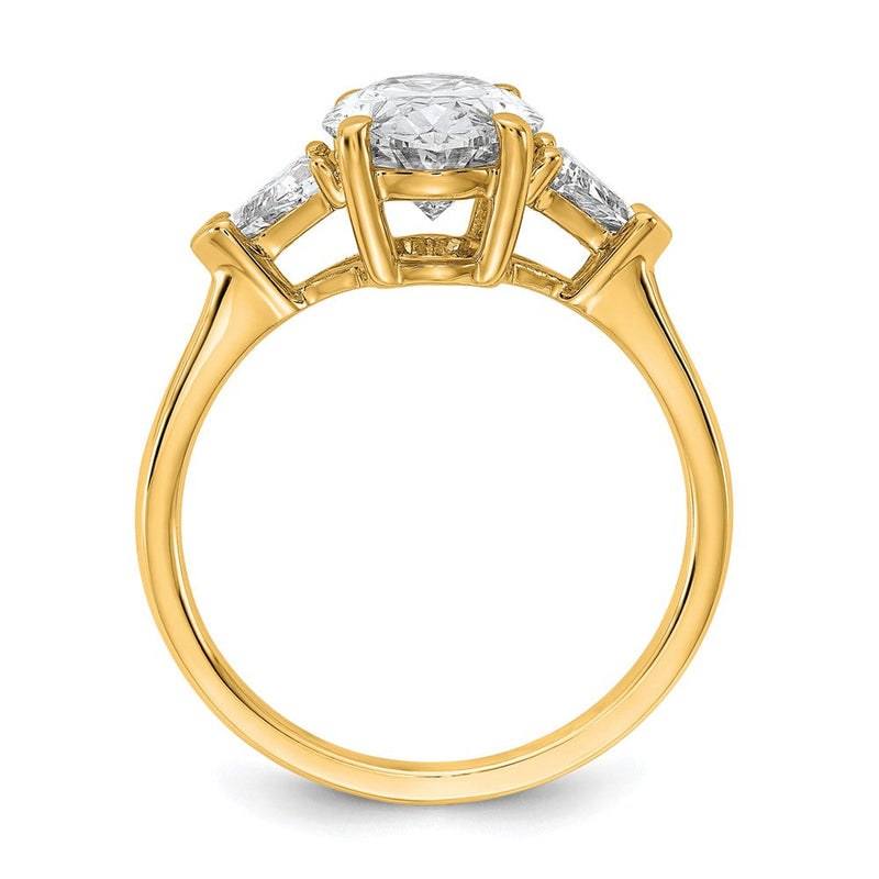 14K Gelbgold 3 1/8 Karat Zertifiziert Im Labor Gezüchtet Diamant Vs/si+ G+ Komplett Oval und Trillant Dreistein Verlobungsring