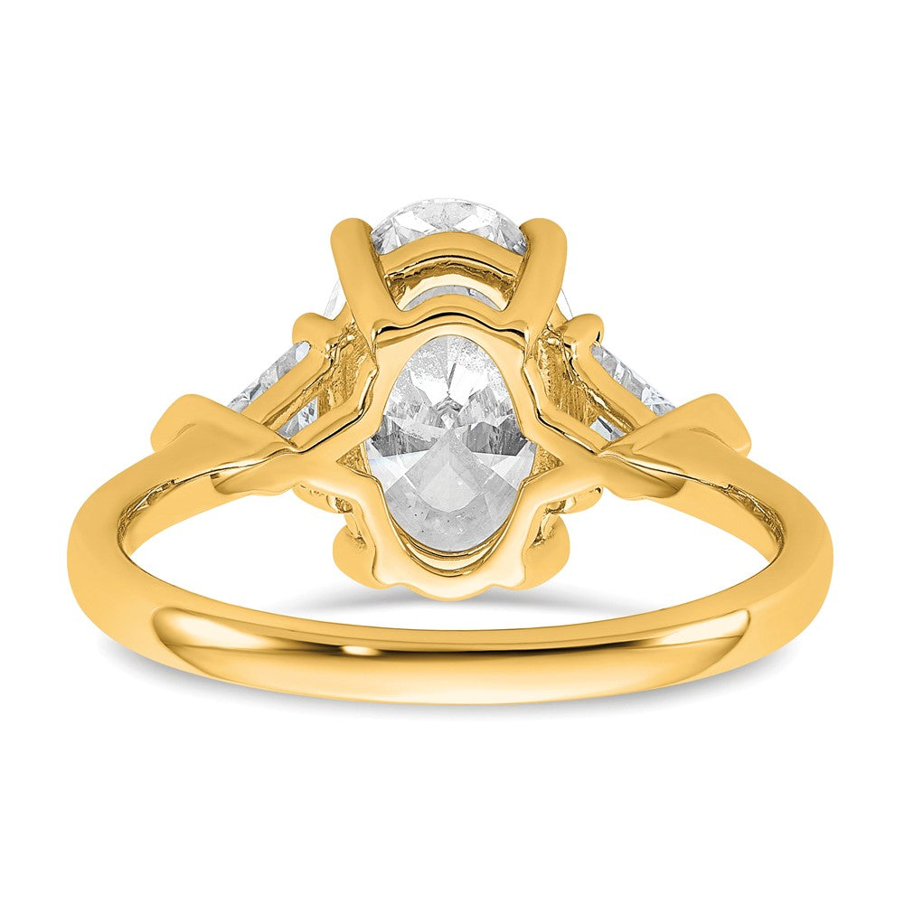 14K Gelbgold 3 1/8 Karat Zertifiziert Im Labor Gezüchtet Diamant Vs/si+ G+ Komplett Oval und Trillant Dreistein Verlobungsring