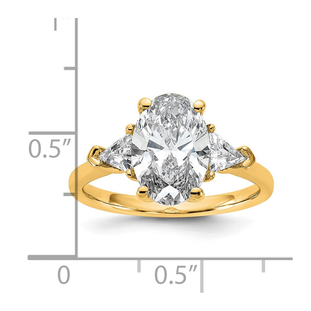 14K Gelbgold 3 1/8 Karat Zertifiziert Im Labor Gezüchtet Diamant Vs/si+ G+ Komplett Oval und Trillant Dreistein Verlobungsring