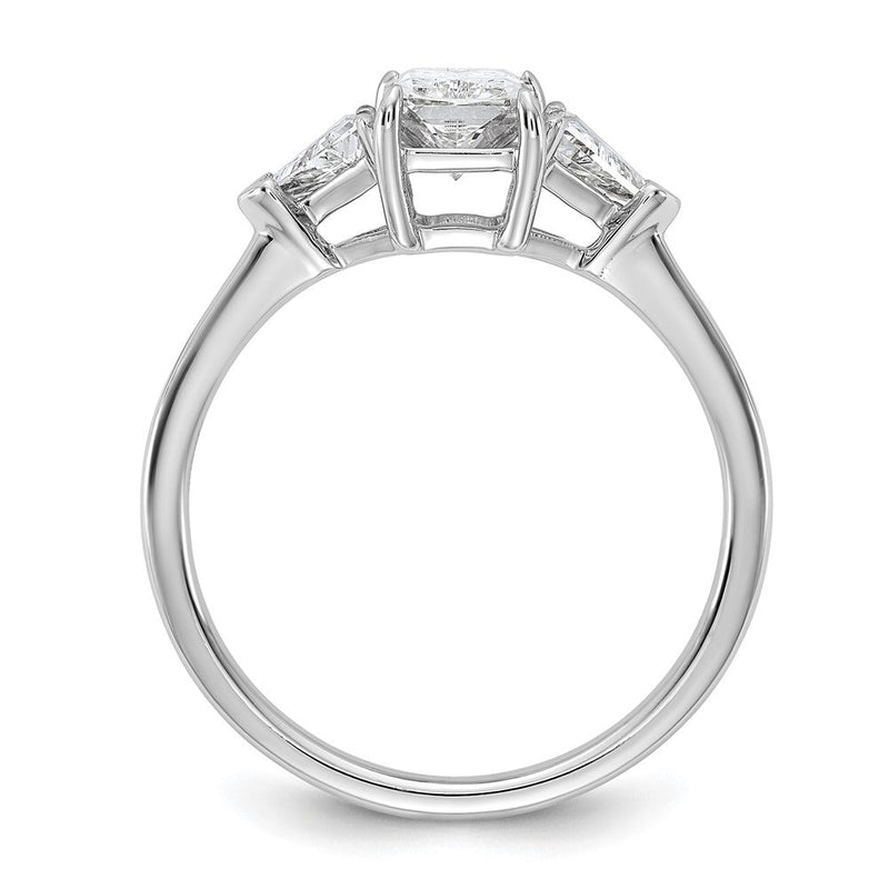14K Weißgold 1 3/8 Karat Zertifiziert Im Labor Gezüchtet Diamant Vs/si+ G+ Radiant und Dreieck Komplett Dreistein Verlobungsring