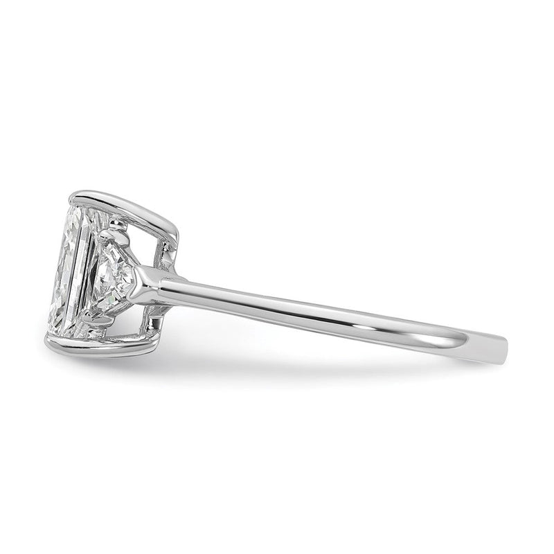 14K Weißgold 1/2 Karat Im Labor Gezüchtet Diamant Vs/si+ G+ Dreieck 1 1/2 Karat Radiant Mittig Halbfassung Dreistein Verlobungsring