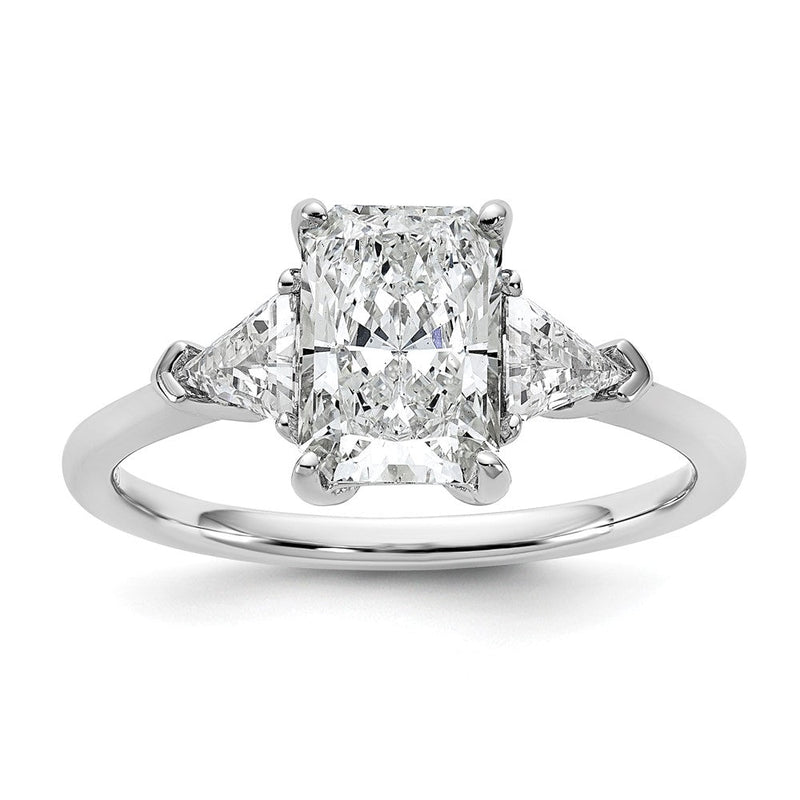 14K Weißgold 2 Karat Zertifiziert Im Labor Gezüchtet Diamant Vs+ F+ Radiant und Dreieck Komplett Dreistein Verlobungsring