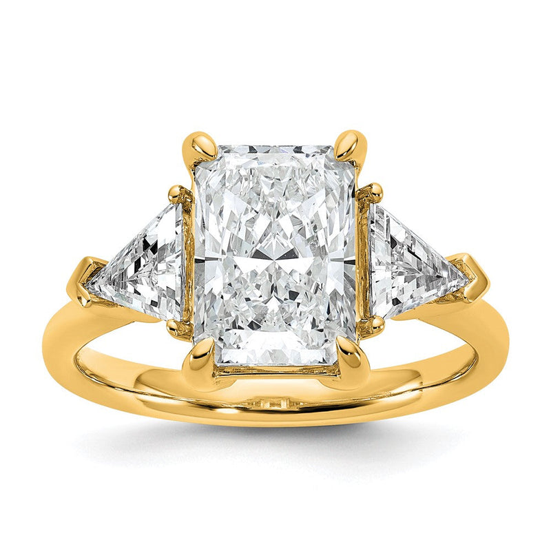 14K Gelbgold 5/8 Karat Im Labor Gezüchtet Diamant Vs+ F+ Dreieck 3 Karat Radiant Mittig Halbfassung Dreistein Verlobungsring