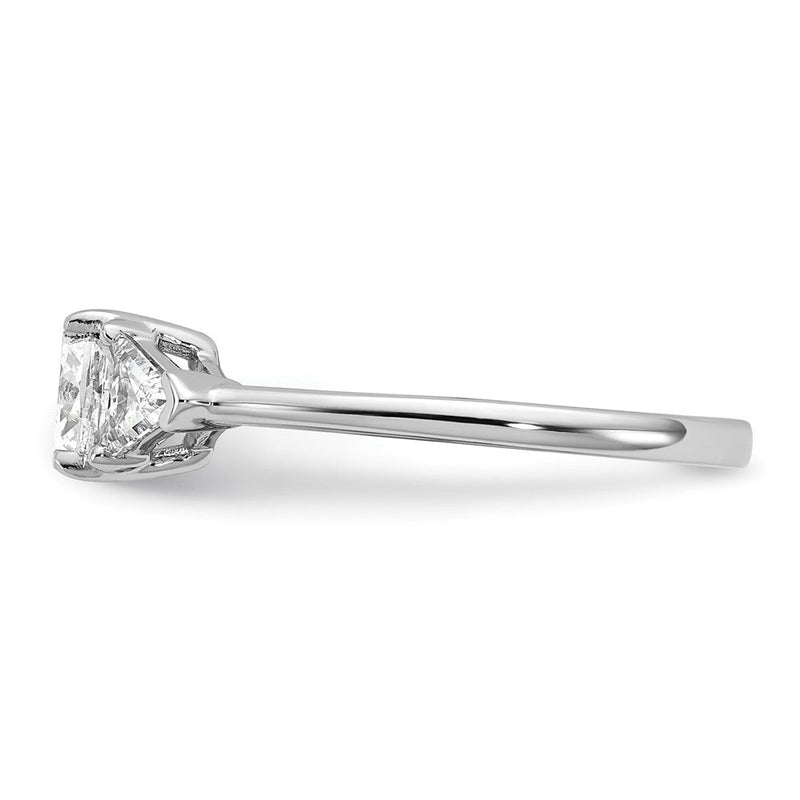 14K Weißgold 1/2 Karat Im Labor Gezüchtet Diamant Vs+ F+ Dreieck 1 Karat Kissen Mittig Halbfassung Dreistein Verlobungsring