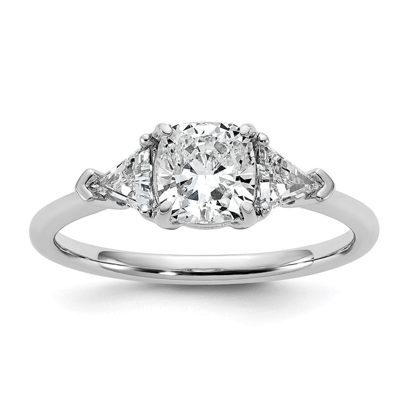 14K Weißgold 1/2 Karat Im Labor Gezüchtet Diamant Vs/si+ G+ Dreieck 1 Karat Kissen Mittig Halbfassung Dreistein Verlobungsring