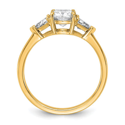 14K Gelbgold 1/2 Karat Im Labor Gezüchtet Diamant Vs/si+ G+ Dreieck 1 Karat Kissen Mittig Halbfassung Dreistein Verlobungsring
