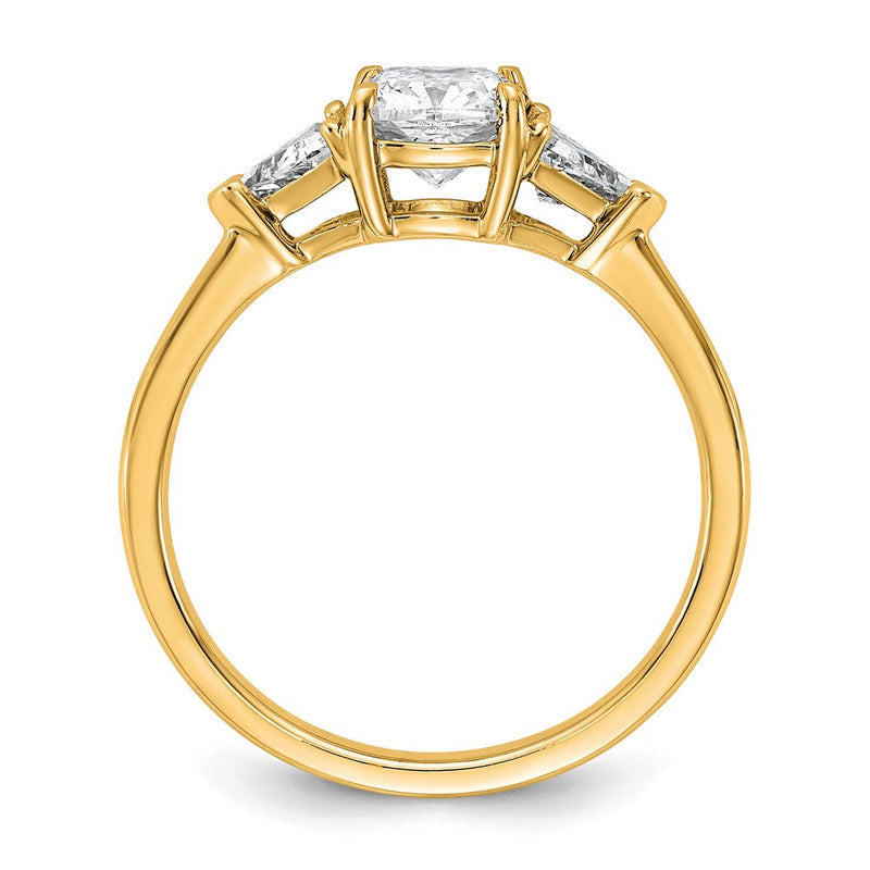 14K Gelbgold 1/2 Karat Im Labor Gezüchtet Diamant Vs+ F+ Dreieck 1 Karat Kissen Mittig Halbfassung Dreistein Verlobungsring