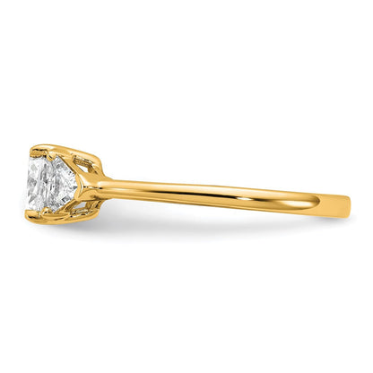 14K Gelbgold 1/2 Karat Im Labor Gezüchtet Diamant Vs/si+ G+ Dreieck 1 Karat Kissen Mittig Halbfassung Dreistein Verlobungsring