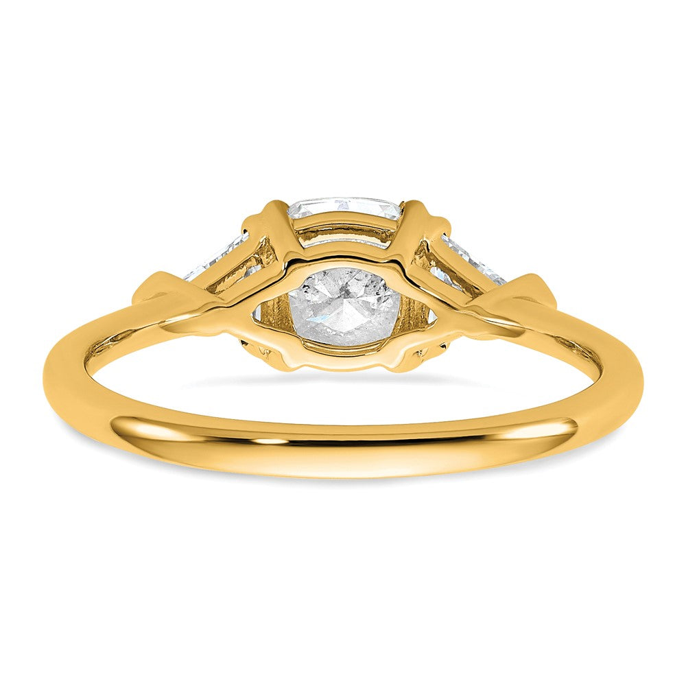 14K Gelbgold 1/2 Karat Im Labor Gezüchtet Diamant Vs/si+ G+ Dreieck 1 Karat Kissen Mittig Halbfassung Dreistein Verlobungsring
