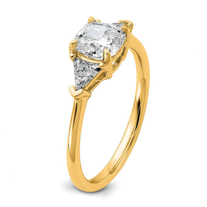 14K Gelbgold 1/2 Karat Im Labor Gezüchtet Diamant Vs/si+ G+ Dreieck 1 Karat Kissen Mittig Halbfassung Dreistein Verlobungsring