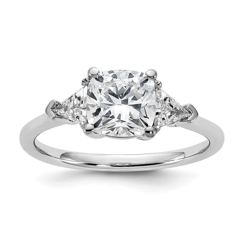 14K Weißgold 2 Karat Zertifiziert Im Labor Gezüchtet Diamant Vs/si+ G+ Kissen und Dreieck Komplett Dreistein Verlobungsring