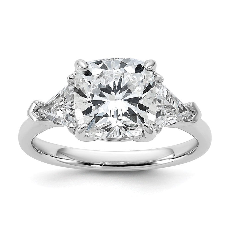 14K Weißgold 4 Karat Zertifiziert Im Labor Gezüchtet Diamant Vs+ F+ Kissen und Dreieck Komplett Dreistein Verlobungsring