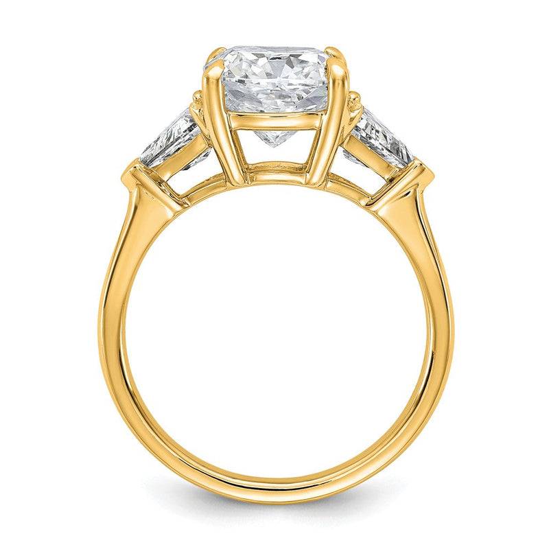 14K Gelbgold 4 Karat Zertifiziert Im Labor Gezüchtet Diamant Vs/si+ G+ Kissen und Dreieck Komplett Dreistein Verlobungsring
