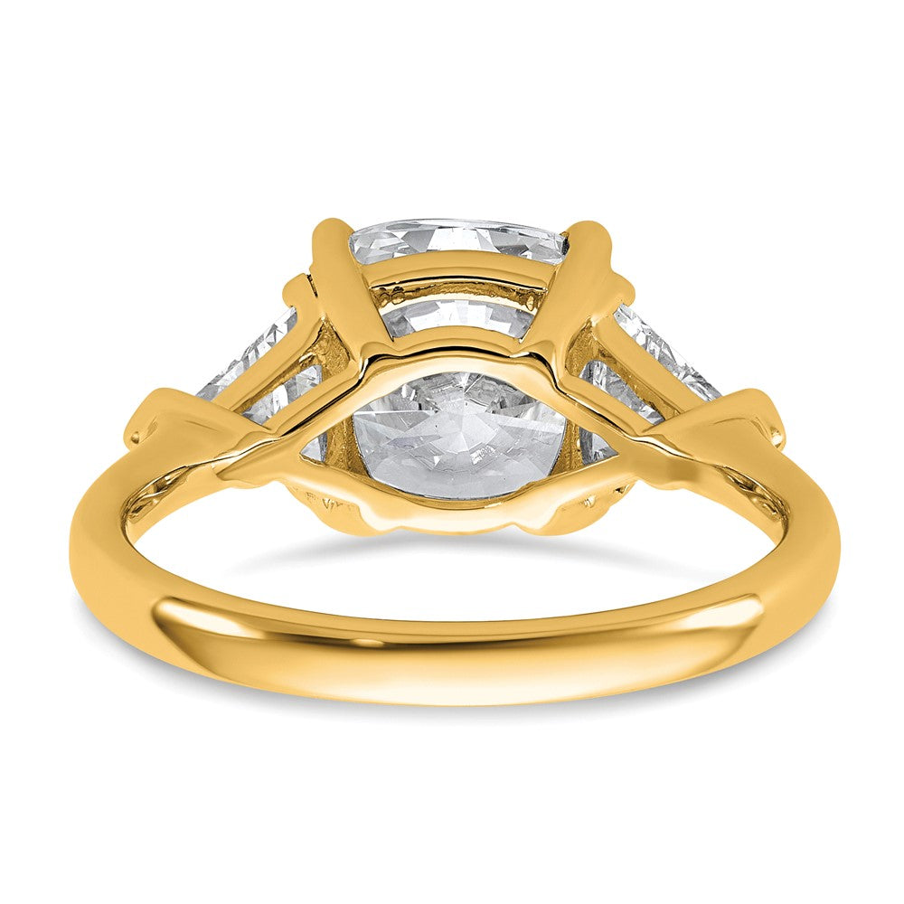 14K Gelbgold 1 Karat Im Labor Gezüchtet Diamant Vs/si+ G+ Dreieck 3 Karat Kissen Mittig Halbfassung Dreistein Verlobungsring