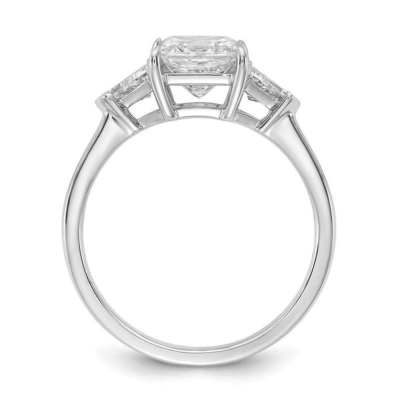 14K Weißgold 1/2 Karat Im Labor Gezüchtet Diamant Vs+ F+ Trillant und 1 1/2 Karat Princess Mittig Halbfassung Dreistein Verlobungsring