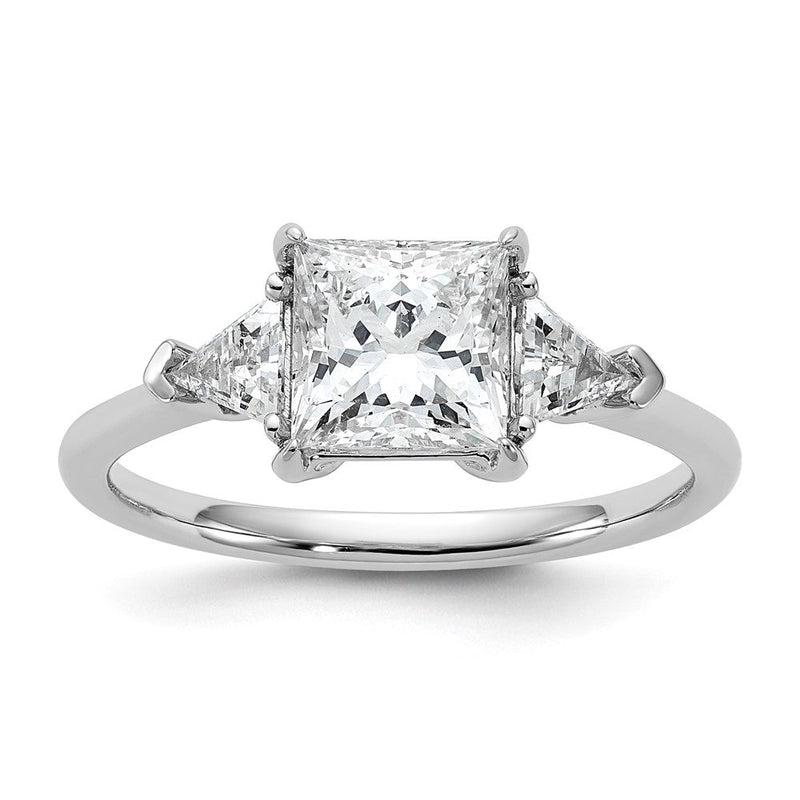 14K Weißgold 1/2 Karat Im Labor Gezüchtet Diamant Vs/si+ G+ Trillant und 1 1/2 Karat Princess Mittig Halbfassung Dreistein Verlobungsring