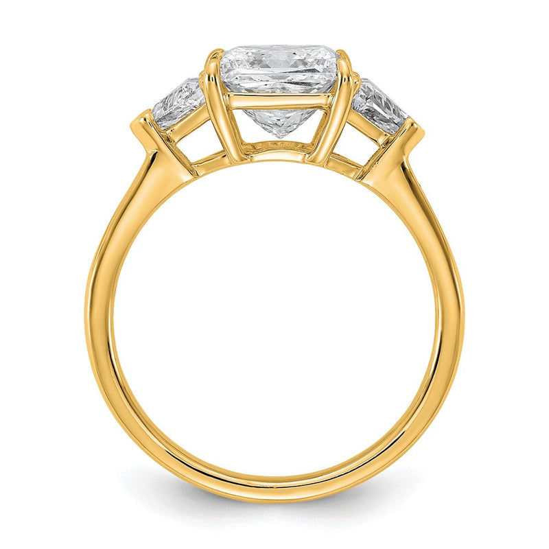 14K Gelbgold 2 1/2 Karat Zertifiziert Im Labor Gezüchtet Diamant Vs/si+ G+ Princess und Trillant Komplett Dreistein Verlobungsring