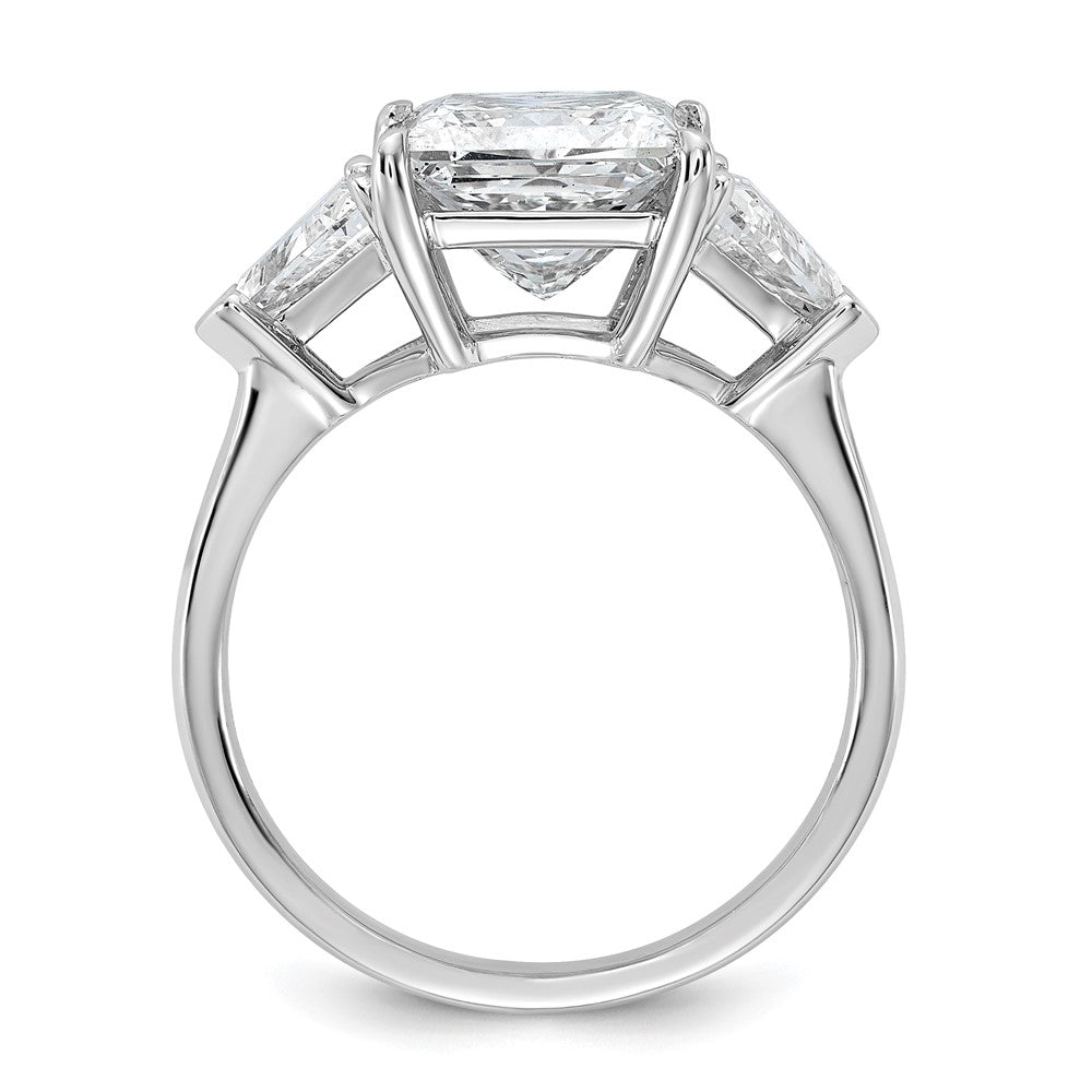 14K Weißgold 1 1/8 Karat Im Labor Gezüchtet Diamant Vs+ F+ Trillant und 3 Karat Princess Mittig Halbfassung Dreistein Verlobungsring