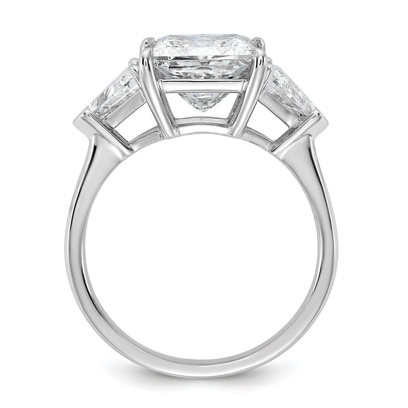 14K Weißgold 1 1/8 Karat Im Labor Gezüchtet Diamant Vs+ F+ Trillant und 3 Karat Princess Mittig Halbfassung Dreistein Verlobungsring