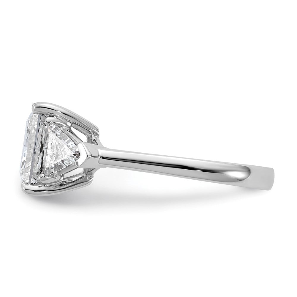 14K Weißgold 1 1/8 Karat Im Labor Gezüchtet Diamant Vs+ F+ Trillant und 3 Karat Princess Mittig Halbfassung Dreistein Verlobungsring