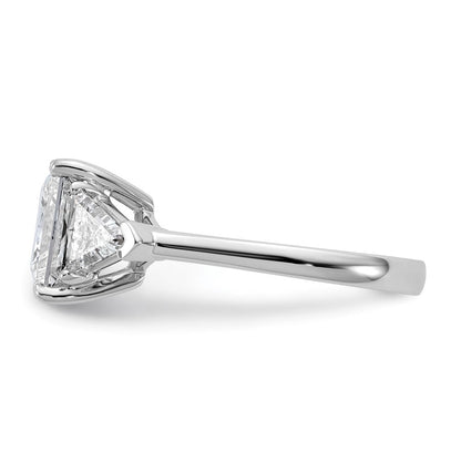 14K Weißgold 1 1/8 Karat Im Labor Gezüchtet Diamant Vs+ F+ Trillant und 3 Karat Princess Mittig Halbfassung Dreistein Verlobungsring
