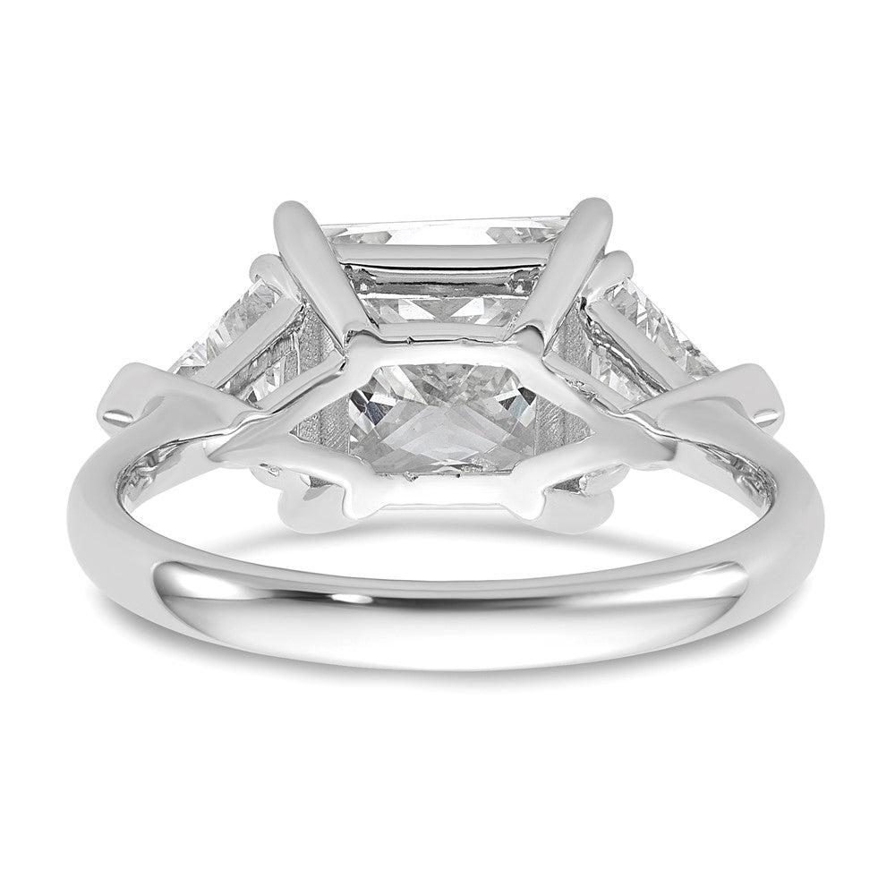 14K Weißgold 1 1/8 Karat Im Labor Gezüchtet Diamant Vs+ F+ Trillant und 3 Karat Princess Mittig Halbfassung Dreistein Verlobungsring
