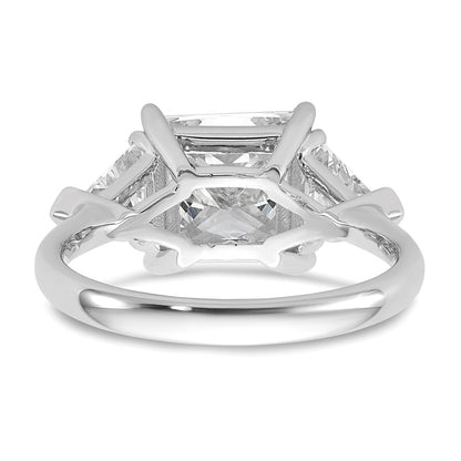 14K Weißgold 1 1/8 Karat Im Labor Gezüchtet Diamant Vs+ F+ Trillant und 3 Karat Princess Mittig Halbfassung Dreistein Verlobungsring