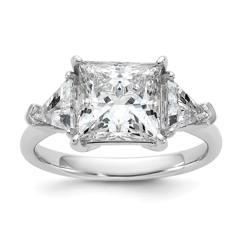 14K Weißgold 4 1/8 Karat Zertifiziert Im Labor Gezüchtet Diamant Vs/si+ G+ Princess und Trillant Komplett Dreistein Verlobungsring