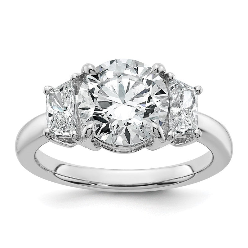 14K Weißgold 3 1/2 Karat Im Labor Gezüchtet Diamant Vs+ F+ Trapezoid Sidestones Komplett Verlobungsring