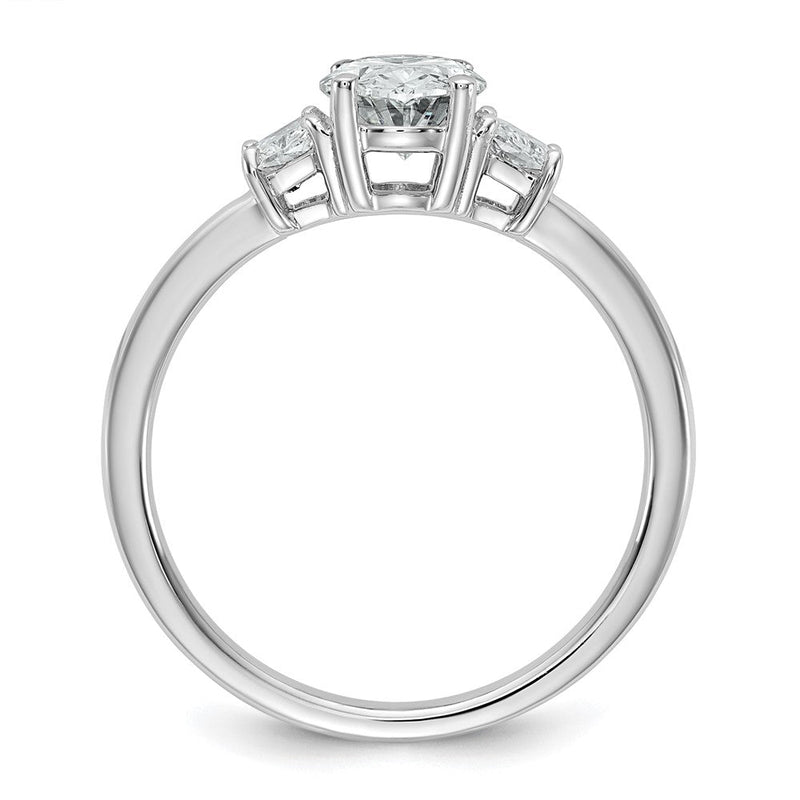 14K Weißgold 1 3/8 Karat Zertifiziert Im Labor Gezüchtet Diamant Vs+ F+ Oval und Trapezoid Komplett Dreistein Verlobungsring