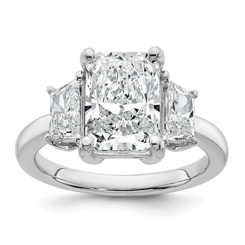 14K Weißgold 1 Karat Im Labor Gezüchtet Diamant Vs+ F+ Trapezoid 3 Karat Radiant Mittig Halbfassung Dreistein Verlobungsring