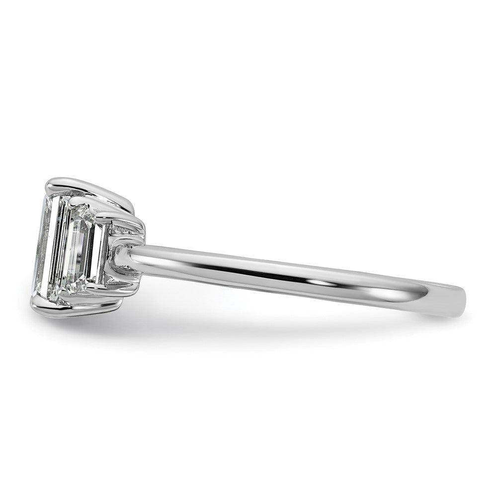 14K Weißgold 3/8ct Im Labor Gezüchtet Diamant Vs+ F+ Halbfassung Smaragd Mittig Ring