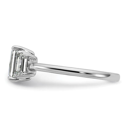 14K Weißgold 3/8ct Im Labor Gezüchtet Diamant Vs+ F+ Halbfassung Smaragd Mittig Ring