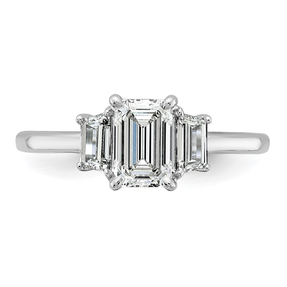 14K Weißgold 3/8ct Im Labor Gezüchtet Diamant Vs+ F+ Halbfassung Smaragd Mittig Ring