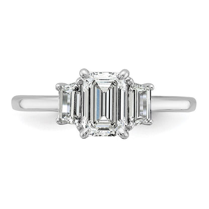 14K Weißgold 3/8ct Im Labor Gezüchtet Diamant Vs+ F+ Halbfassung Smaragd Mittig Ring