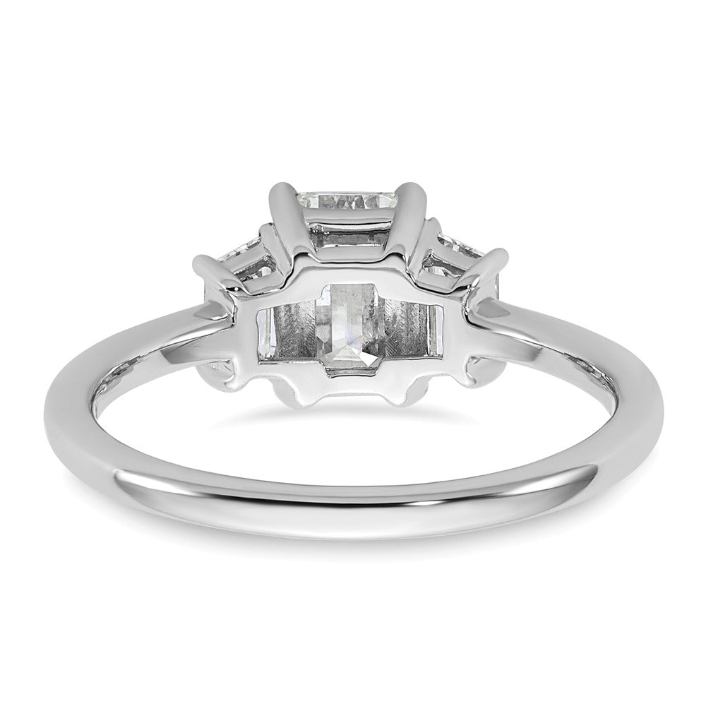 14K Weißgold 3/8ct Im Labor Gezüchtet Diamant Vs+ F+ Halbfassung Smaragd Mittig Ring