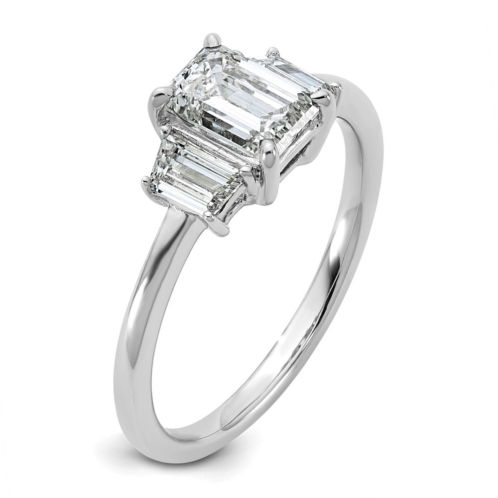 14K Weißgold 3/8ct Im Labor Gezüchtet Diamant Vs+ F+ Halbfassung Smaragd Mittig Ring